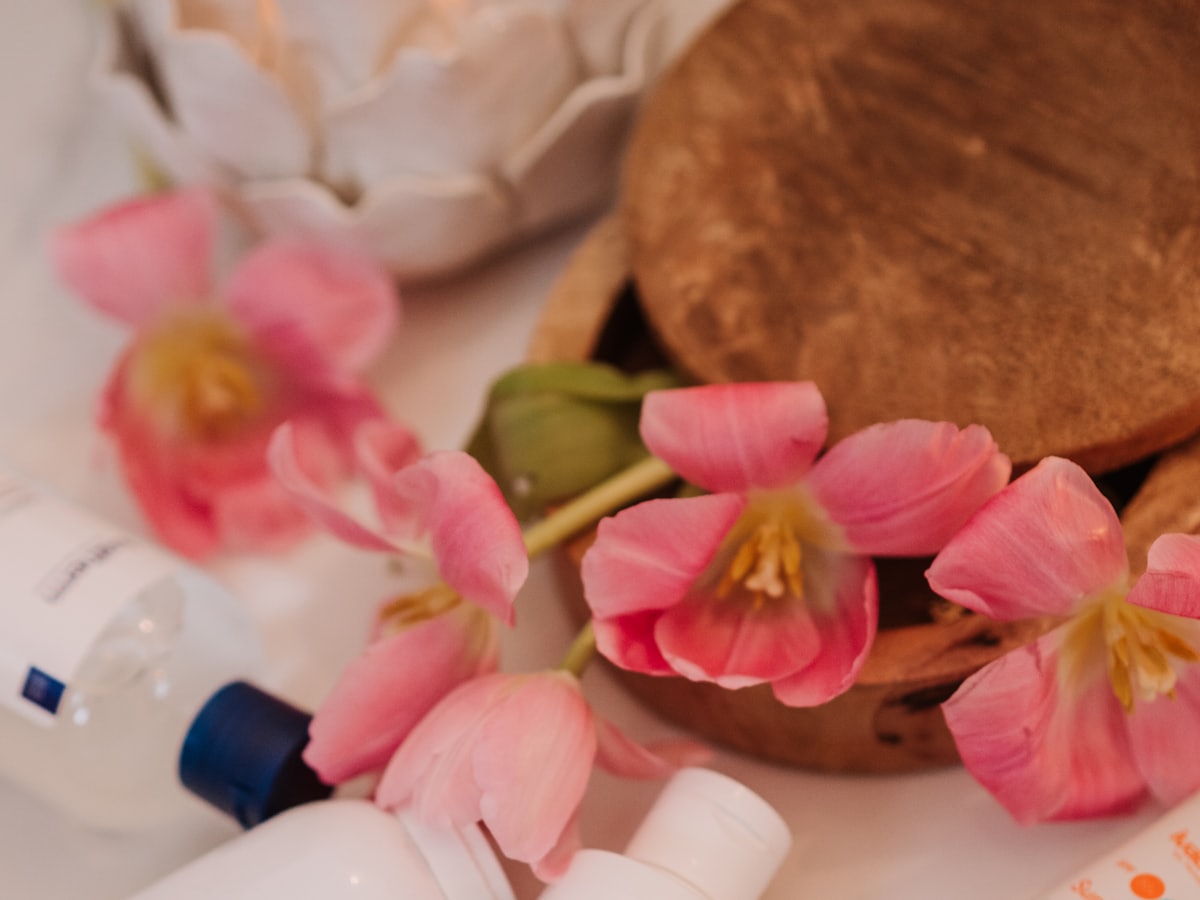 Skincare products arranged on a table