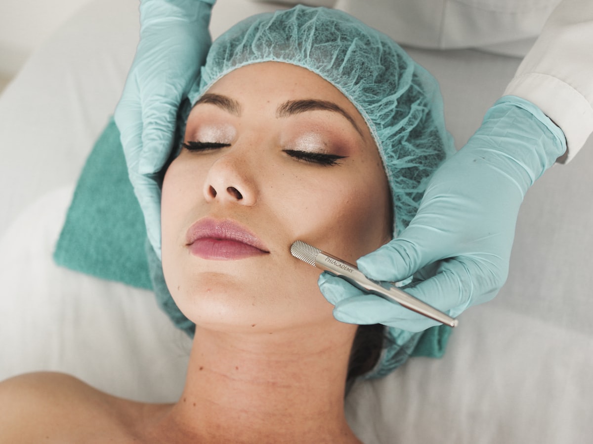 A facial treatment in progress